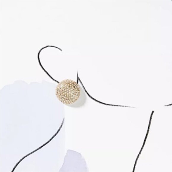 New! Anthropologie Silver Rhinestone Round Statement Earrings NWOT - Picture 3 of 3